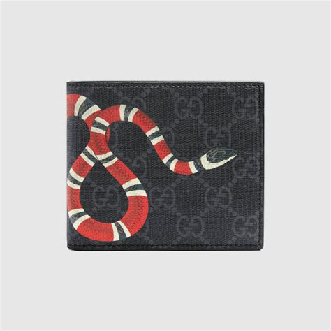 gucci snake print leather duffle|GG Supreme Black Kingsnake Print Large Wallet.